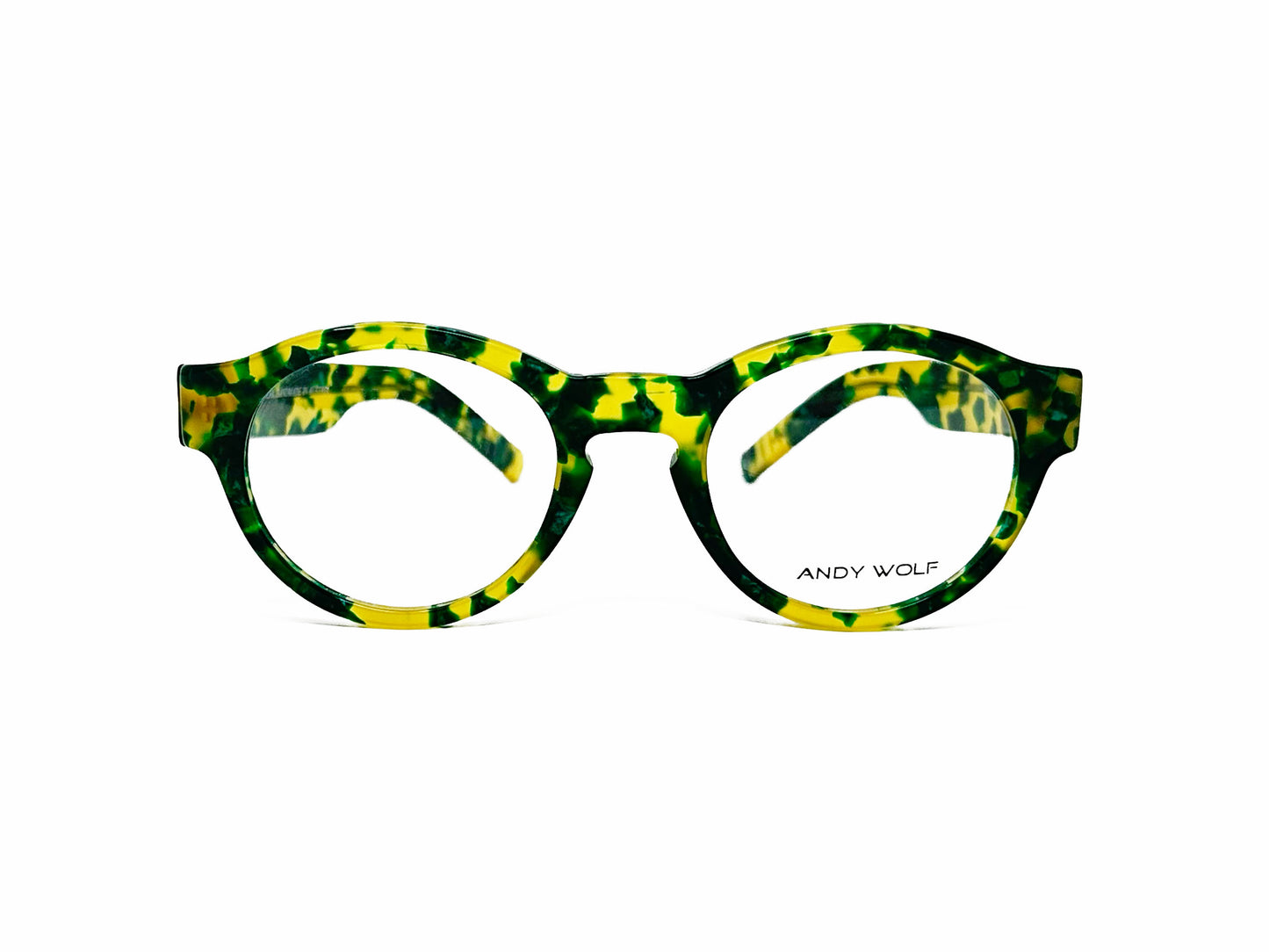 Andy Wolfe optical frame. Model: 4469. Color: G. Front View.