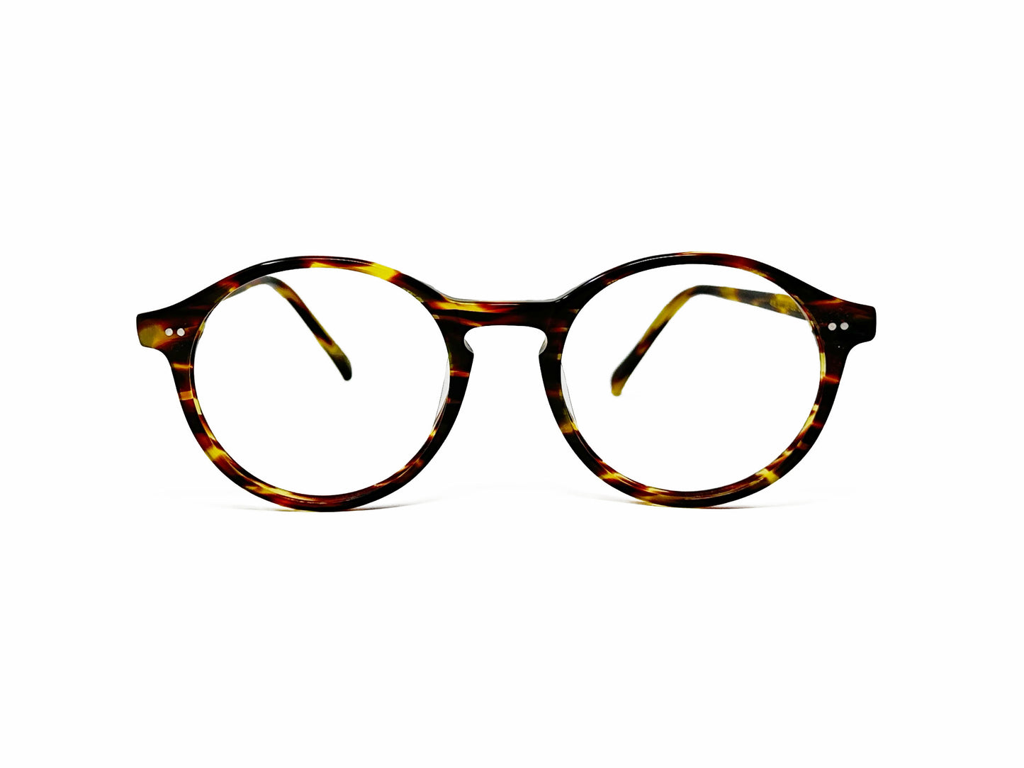 Anglo American Optical round acetate frame. Model: 406. Color: SEA tortoise. Front View.