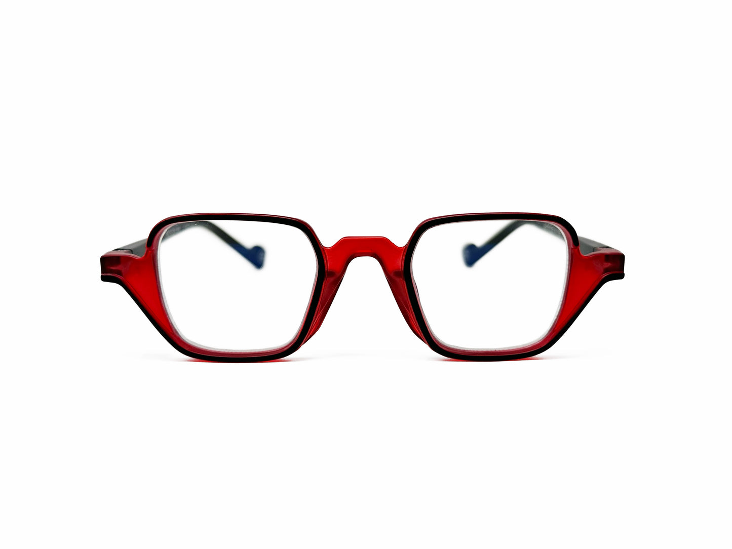 Aptica square acetate reader. Model: Lector. Color: Royal Red. Front view.