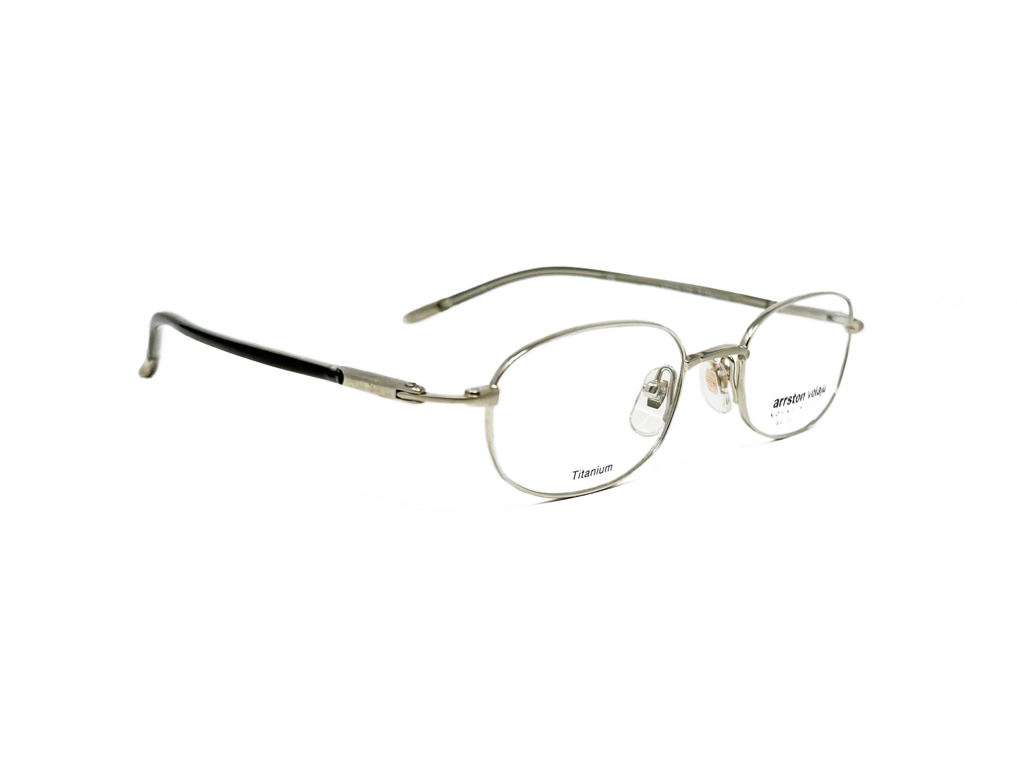 Arrston Volaju rounded-rectangular, metal, optical frame. Model: AV-012. Color: 2. Side view.