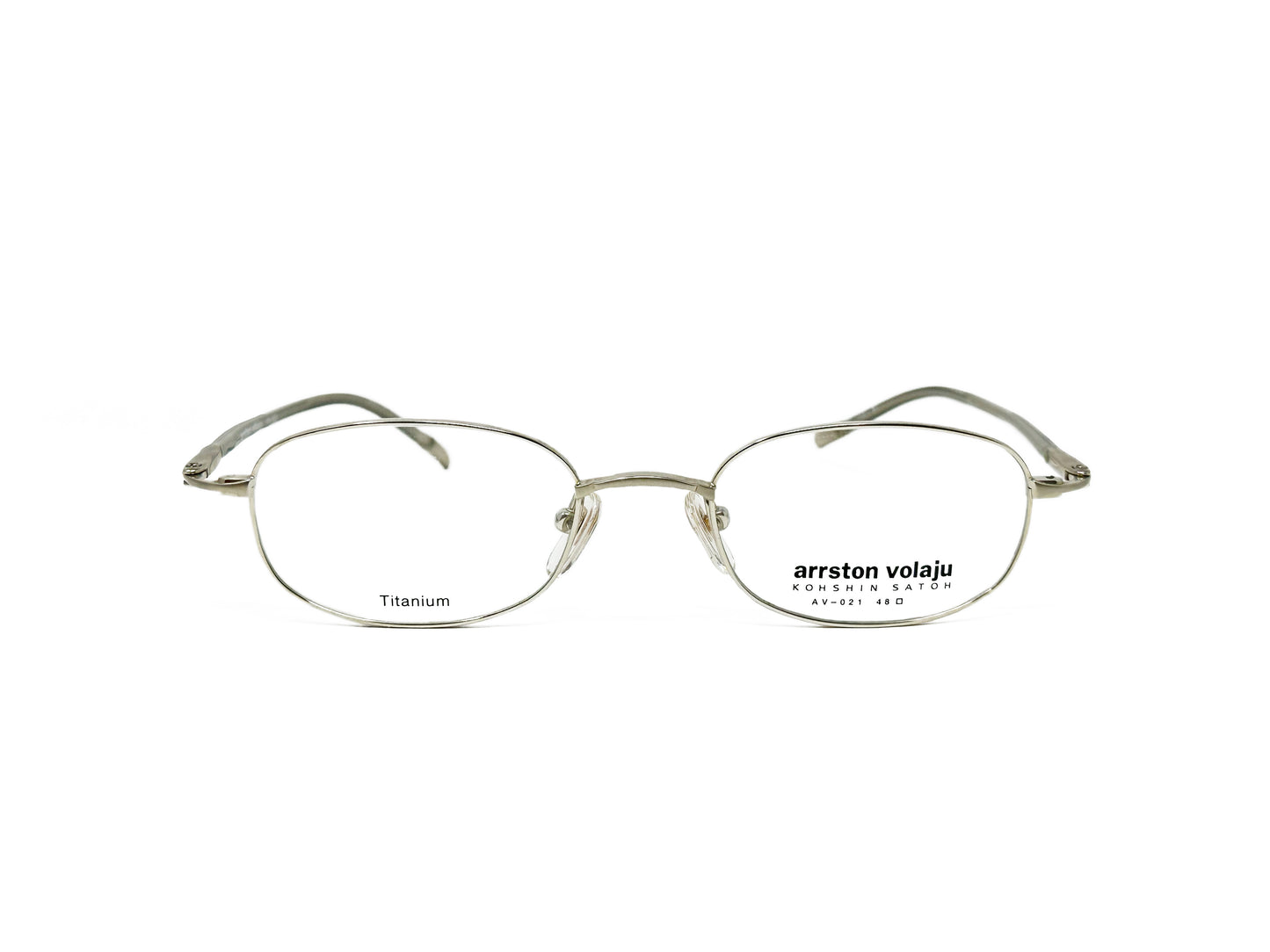 Arrston Volaju rounded-rectangular, metal, optical frame. Model: AV-012. Color: 2. Front view.