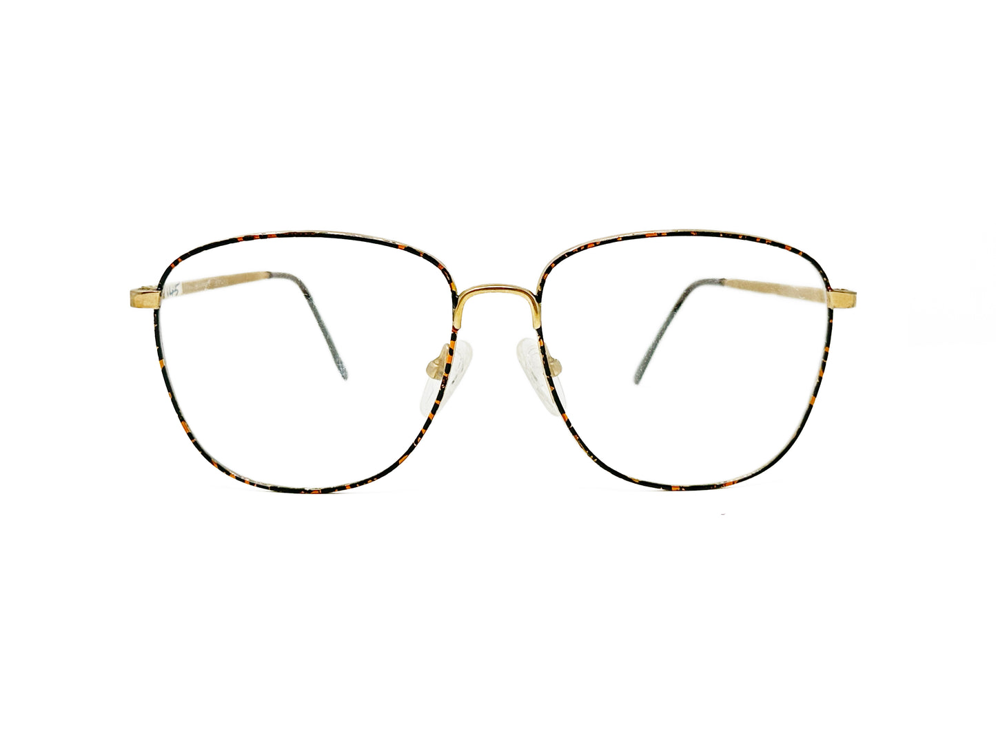 Barrett oversized, rounded-square optical frames. Model: Rounded Square. Color: Gold Tortoise. Front view.