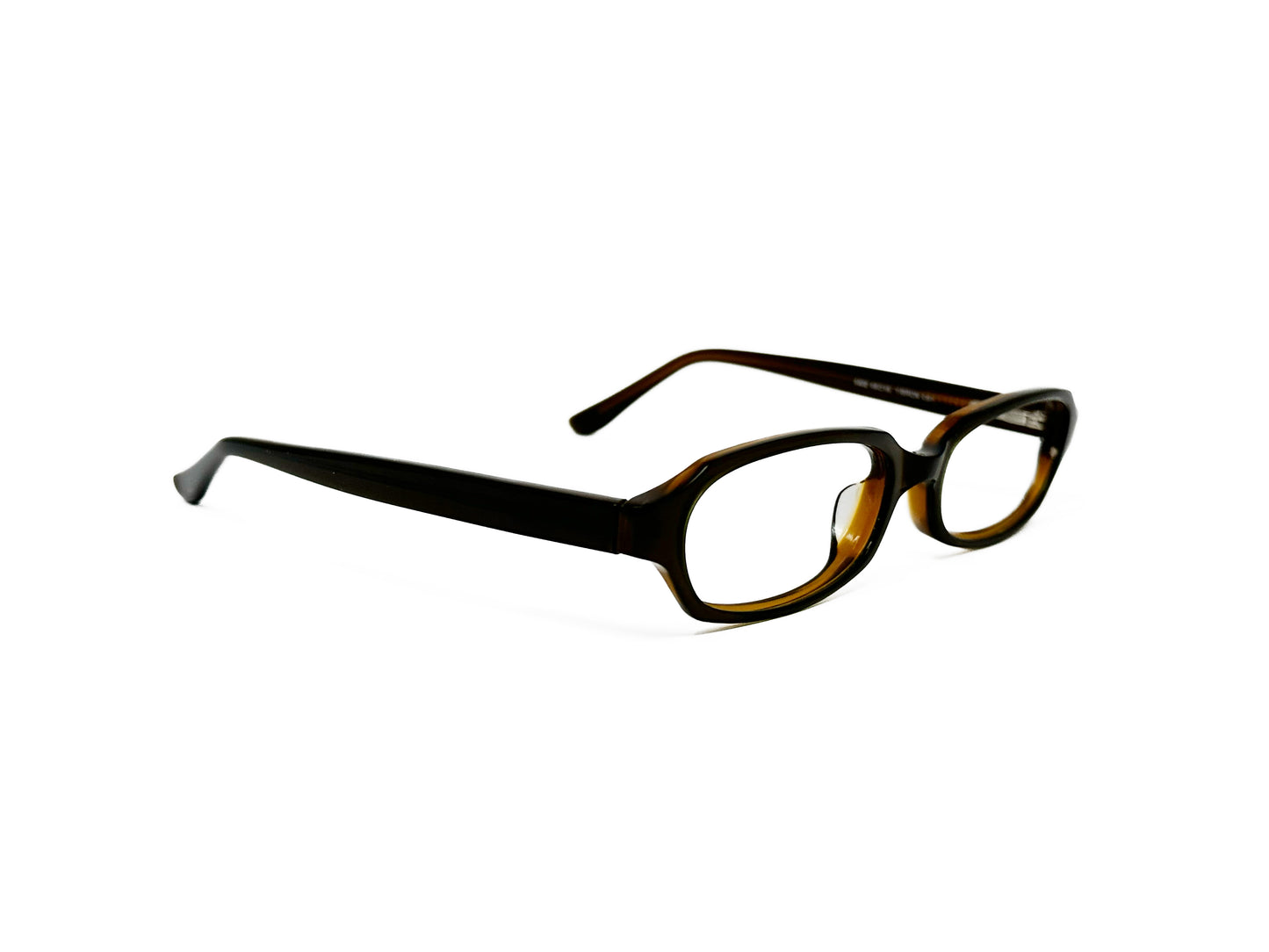 Bela Vista rouned-rectangular, acetate, optical frame. Model: 0402. Color: Y/Bron C61 - Brown. Side view.