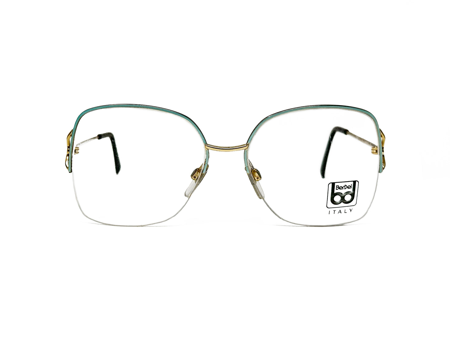 Berdel metal, oversized, butterfly optical frame. Model: 2076. Emerald. Front view.
