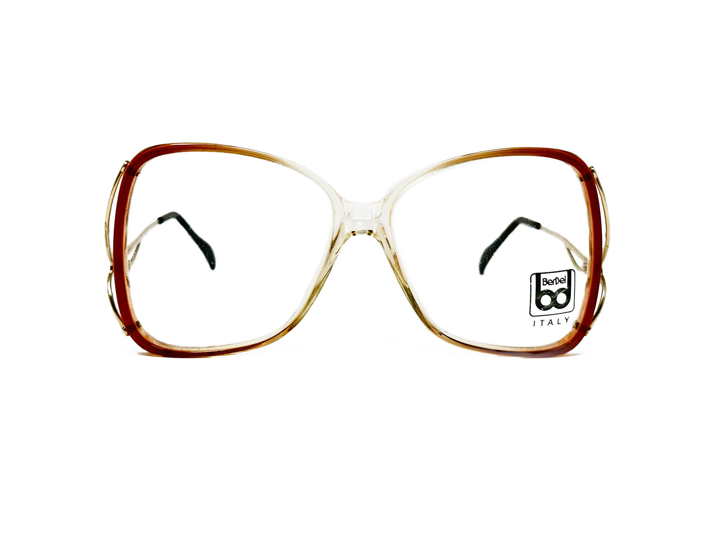 Berdel acetate, butterfly, optical frame. Model: 4079. Color: 076 - Transparent center to brown gradient. Front view.