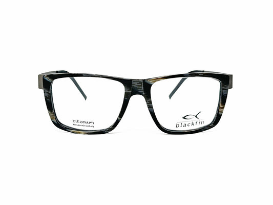 Blackfin acetate optical frame. Model: BF626 Burray. Color: 233 Grey and black with stripes. Front view.
