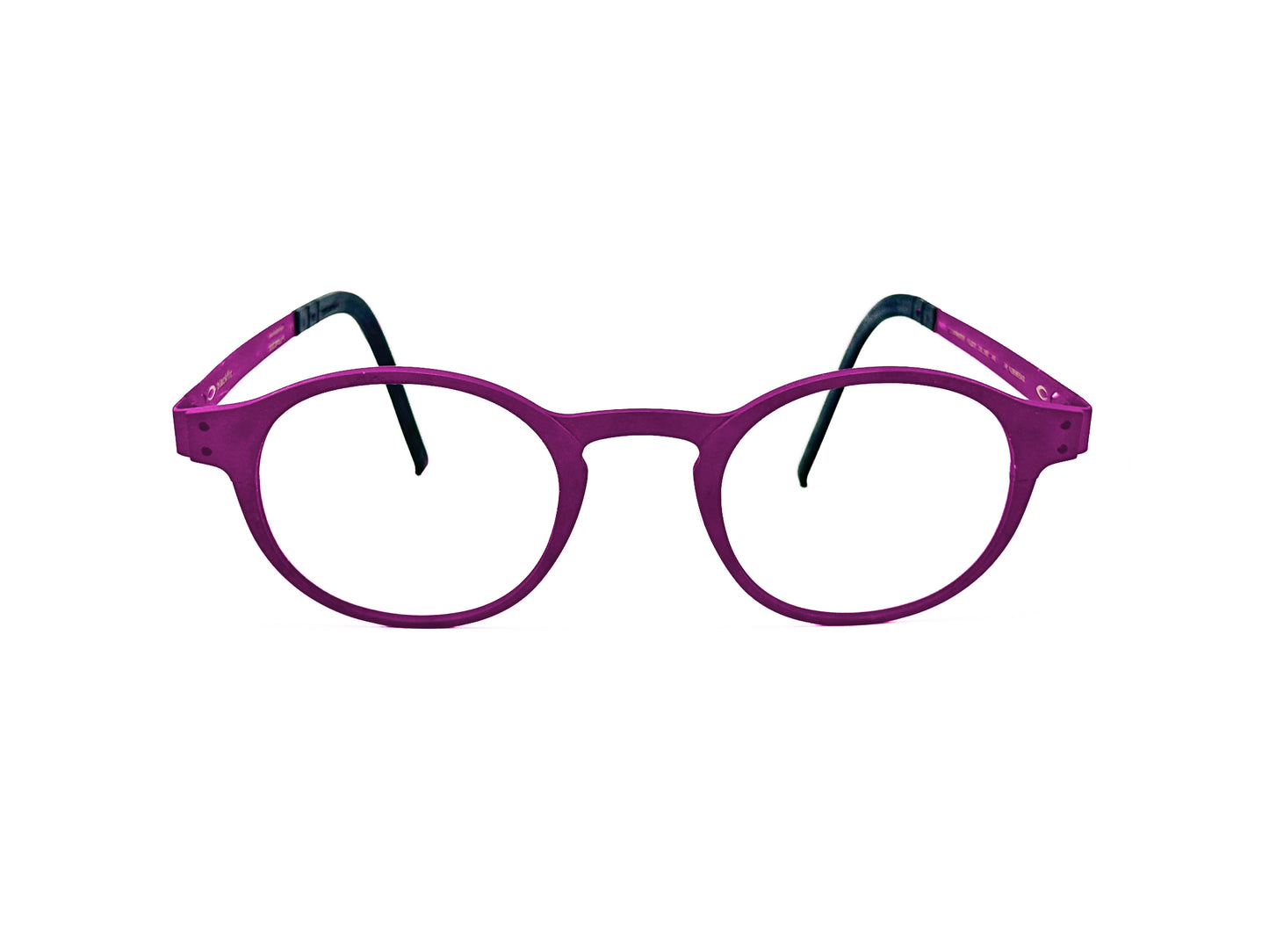 Blackfin round, metal, optical frame. Model: BF671 Clearwater. Color: 383 Fuschia. Front view.