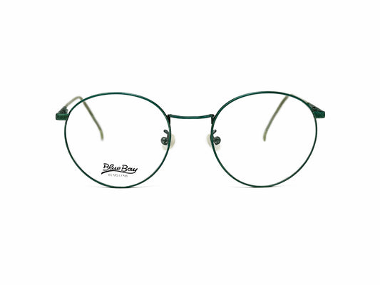 Blue Bay round metal optical frame. Model: Winslow. Color: 0009 Green. Front view.