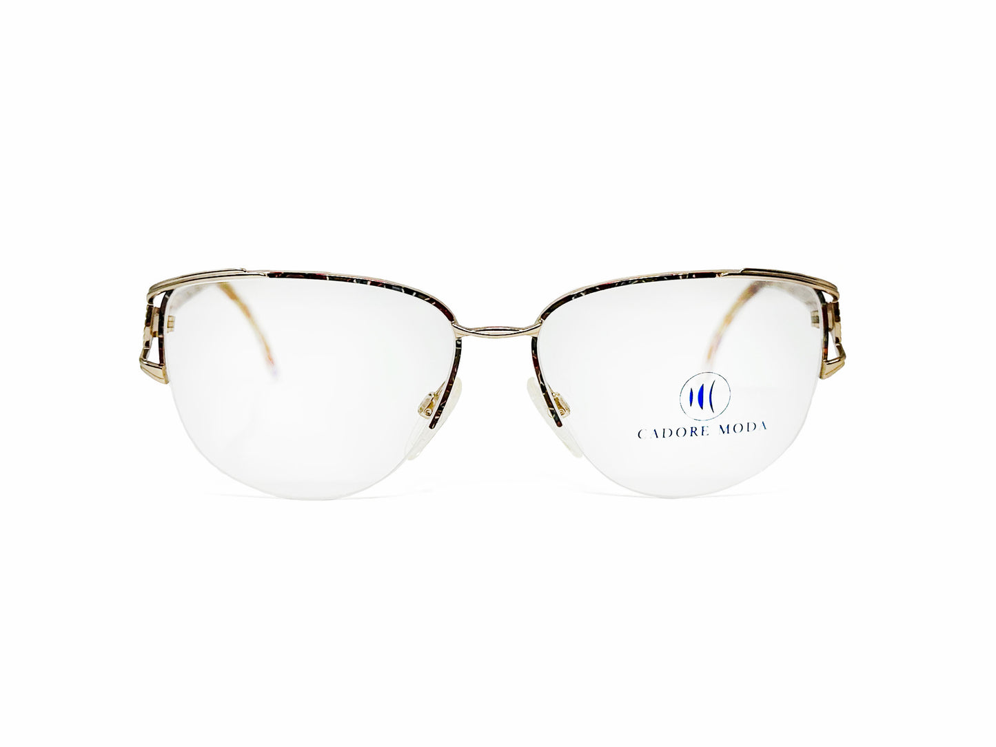 Cadore Moda metal, half-rim optical frame. Model: Linda. Color: Harvest. Front view.