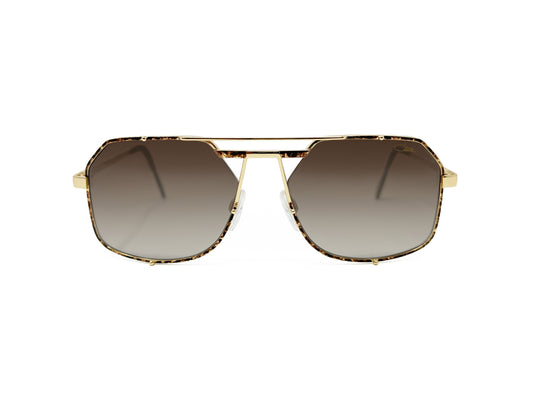 Cazal squared aviator with metal frame. Model: 959. Color: 398.Gold and tortoise Front view.