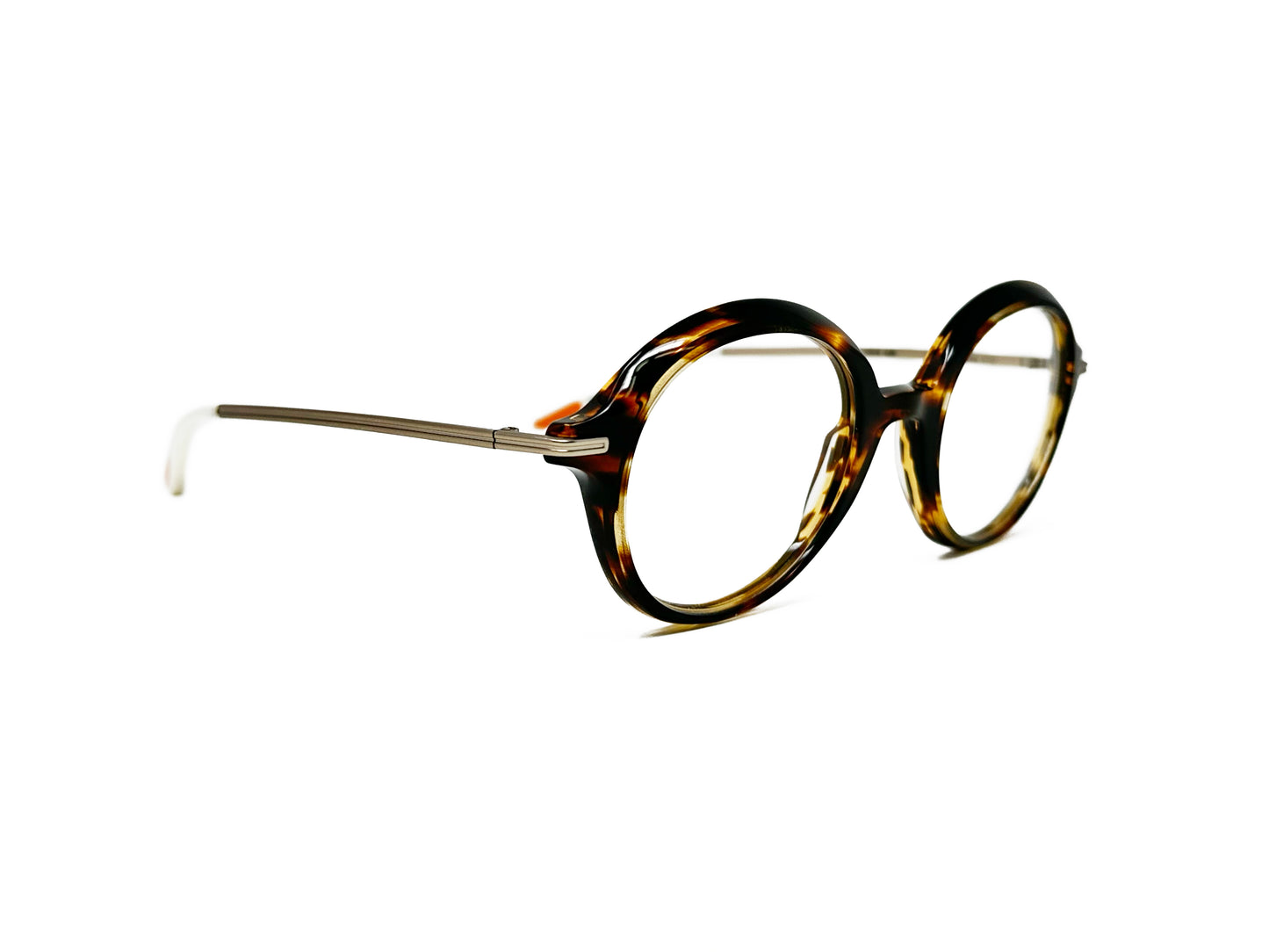 Christian Roth round acetate optical frame. Model: Having a Ball CRX-00020. Color: AMB - Amber tortoise. Side view.