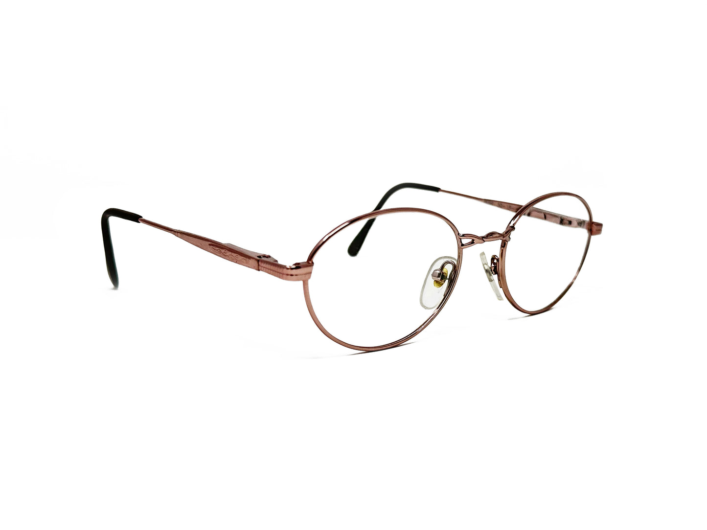 Coast metal, oval optical frame with twisted bridge. Model: 319. Color: Rose. Side view.