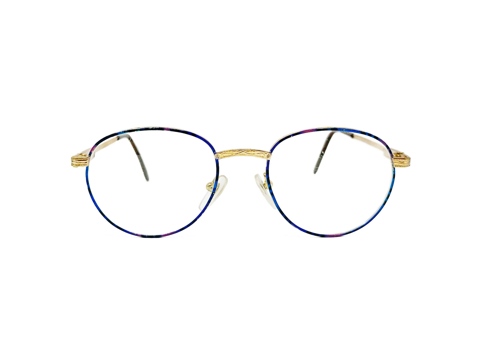 Coast round-pantos shaped metal glasses. Model: 425. Color: Gold/Violet. Front view.