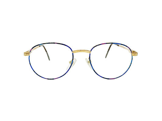 Coast round-pantos shaped metal glasses. Model: 425. Color: Gold/Violet. Front view.