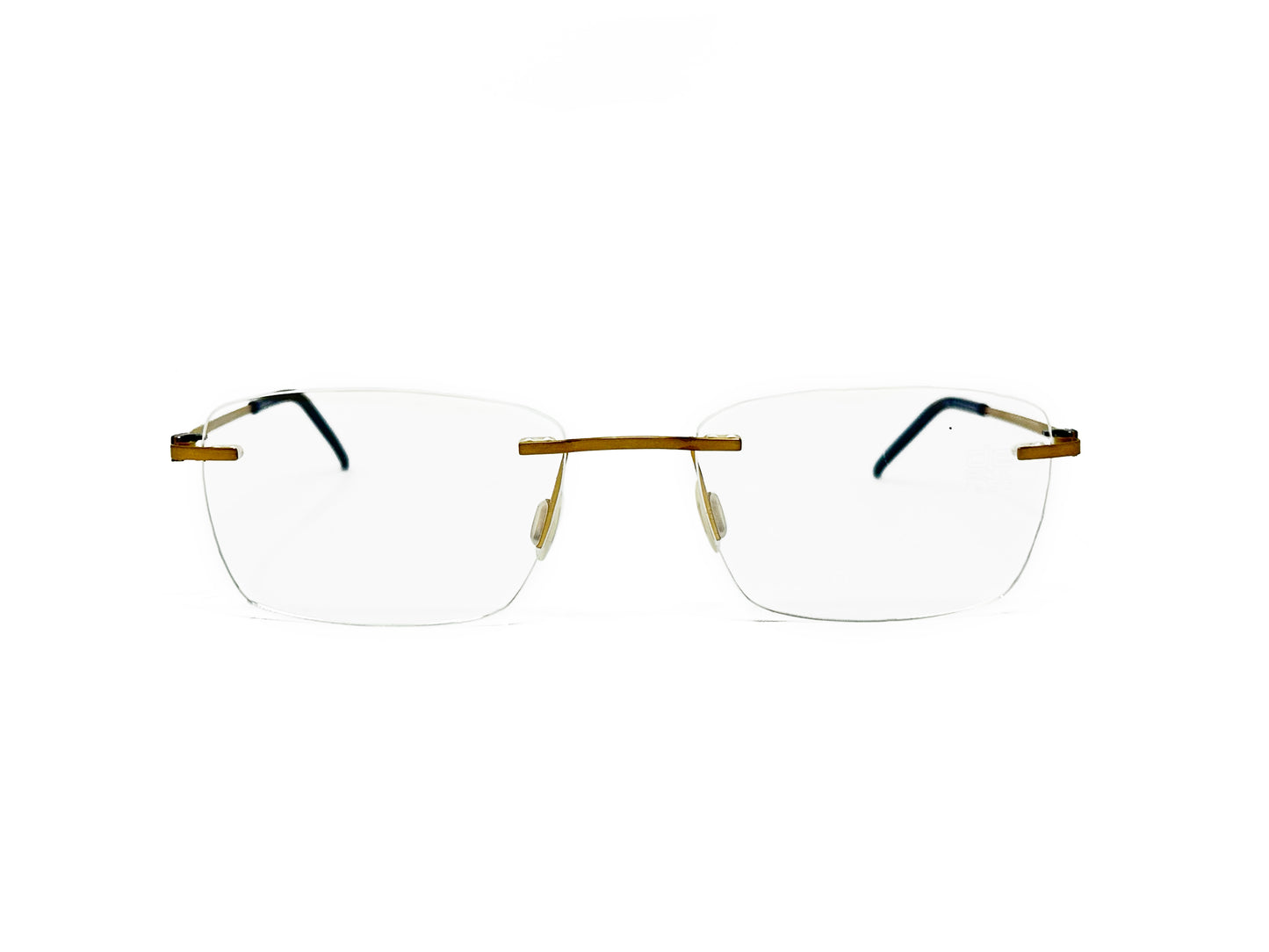 de still rectangular, rimless optical frame. Model: Adriaan. Color: 3712 - Golden bronze. Front view.