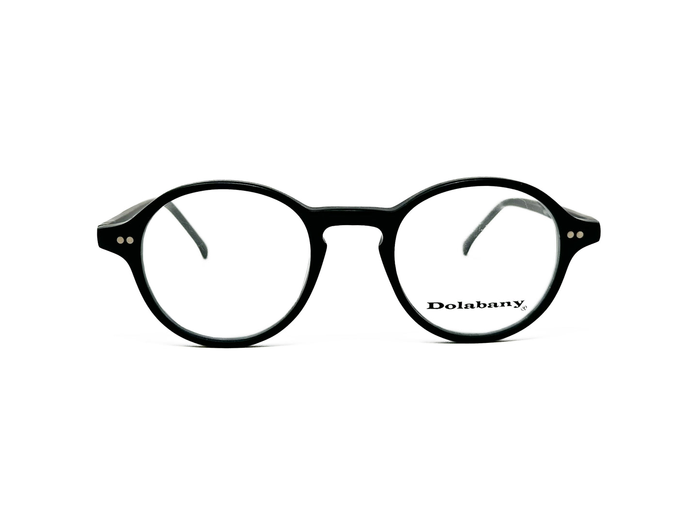 Dolabany round acetate optical frame with a keyhole bridge. Model: Dylan. Color: M.Black - Matte Black. Front view.