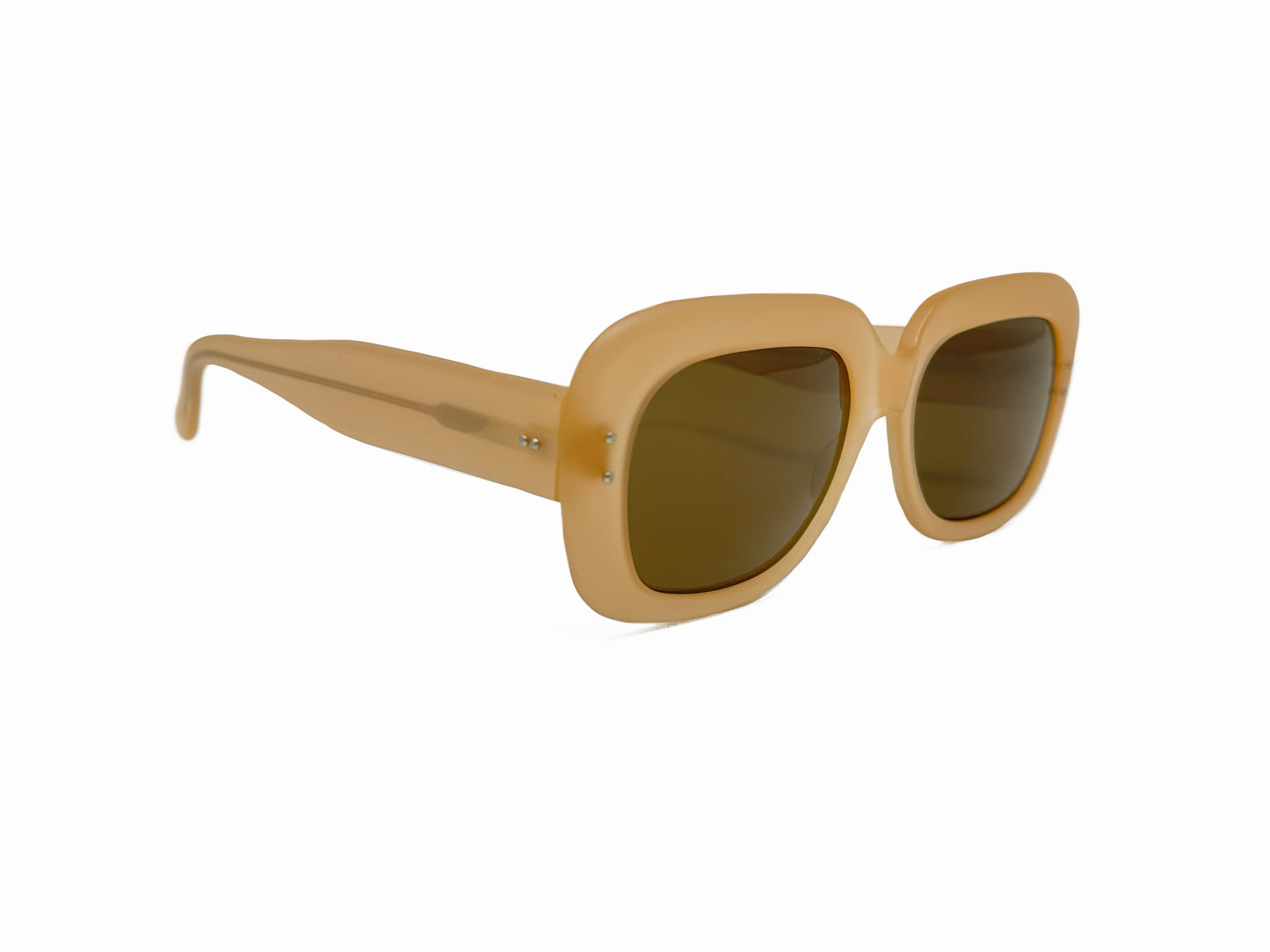 Kador rounded-square, acetate sunglasses. Model: 2. Color: M/1652 - Beige with brown lenses. Side view.