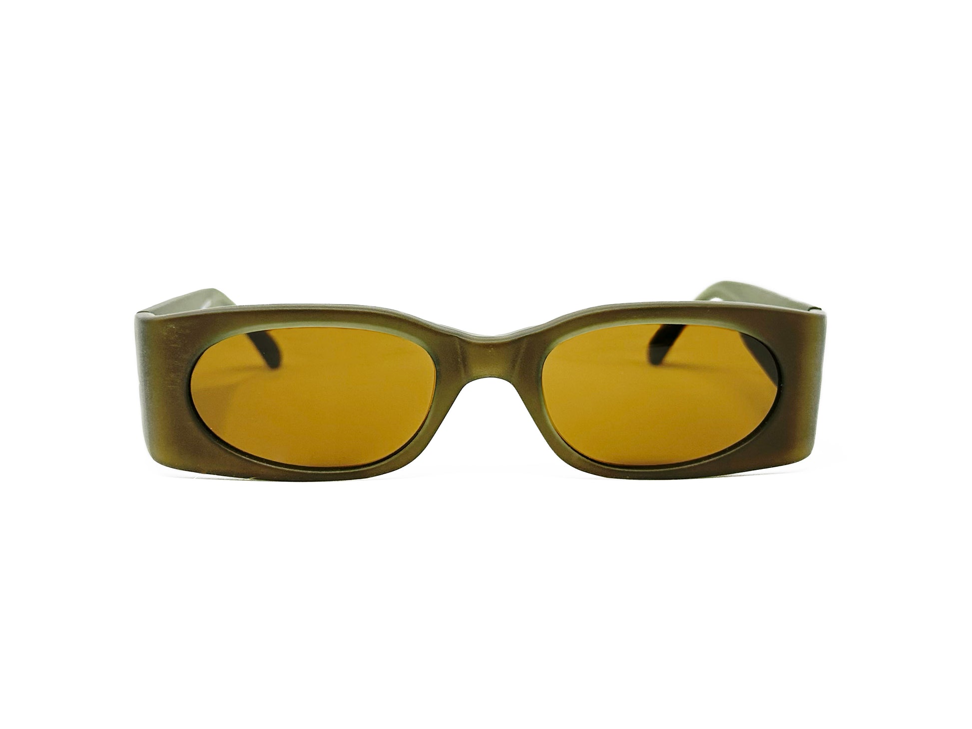 Kador rectangular acetate sunglasses with oval lenses. Model: DF2012. Color: M/1974 - Olive. Front view. 
