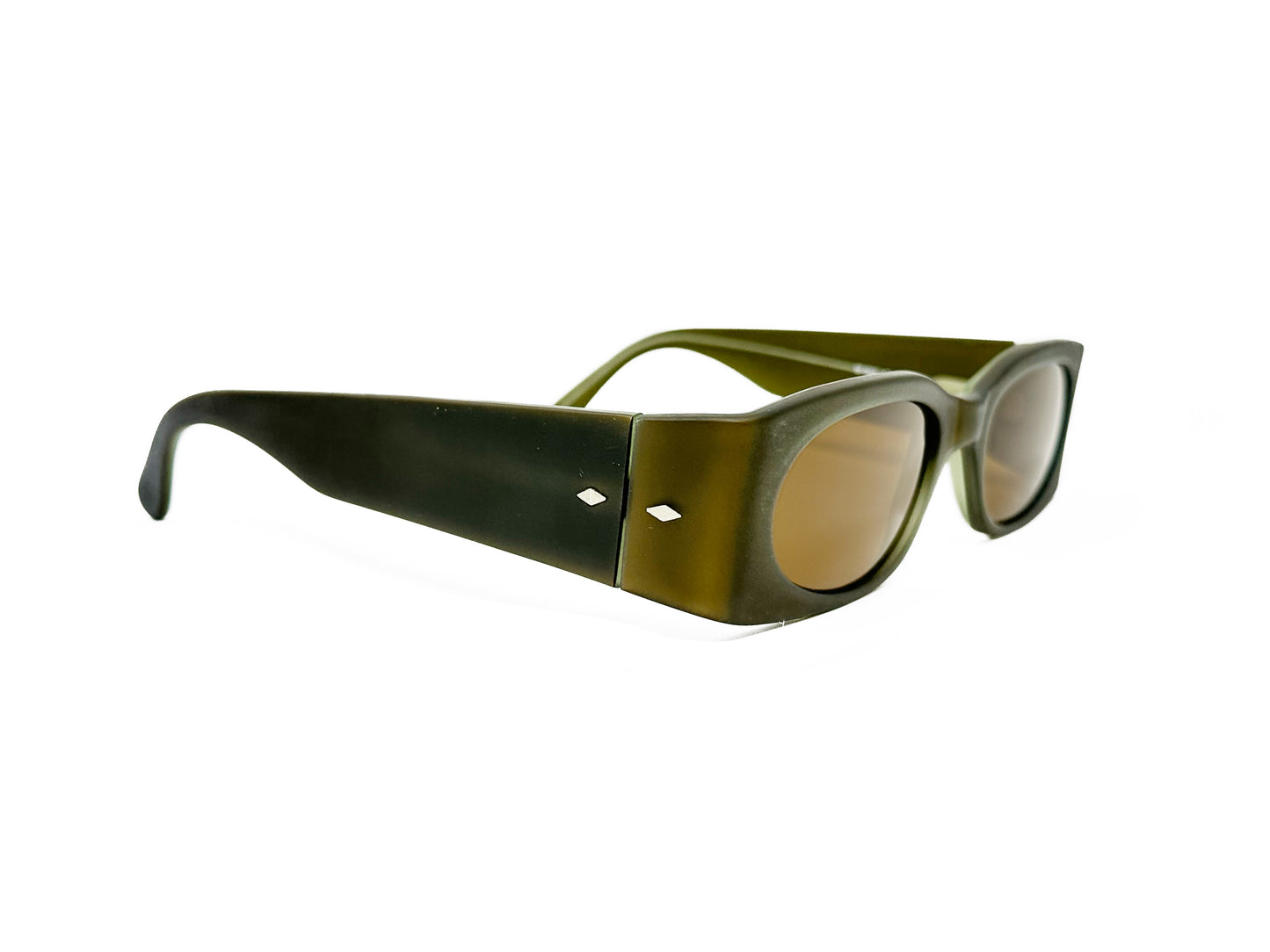 Kador rectangular acetate sunglasses with oval lenses. Model: DF2012. Color: M/1974 - Olive. Side view.