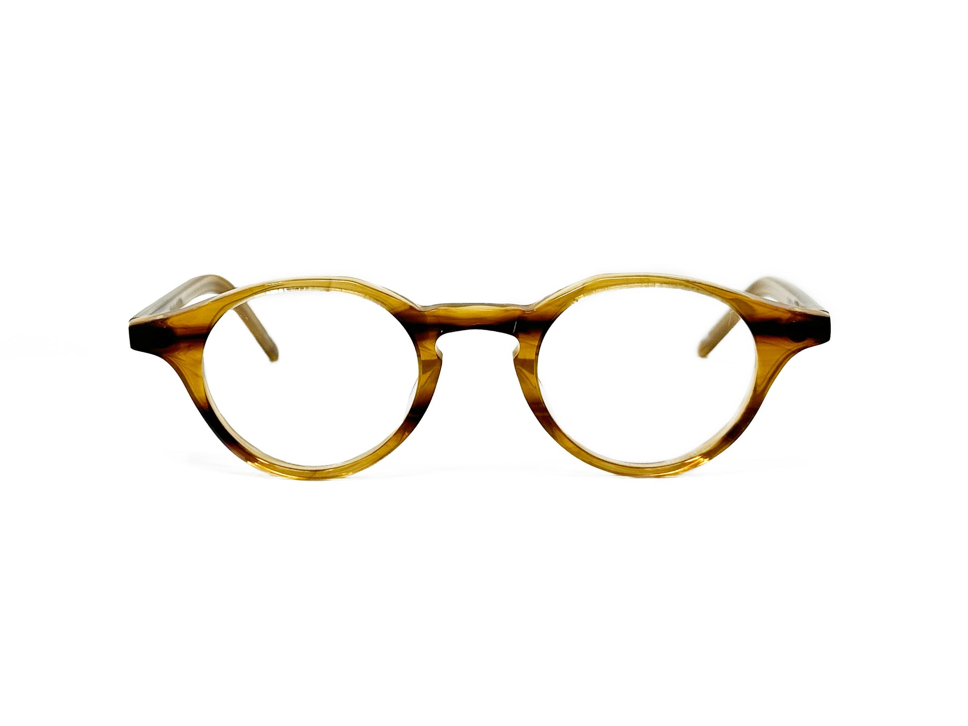 Kala Eyewear round acetate optical frame. Model: 902. Color: OT tortoise. Front view.