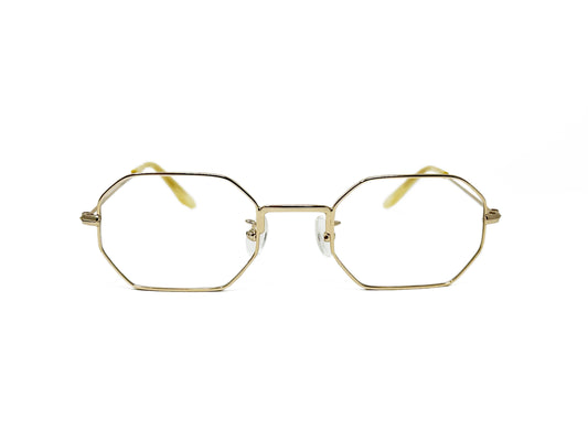 Kala Eyewear metal octagonal optical frame. Model: Franklin. Color: GLD - Gold metal. Front view. 