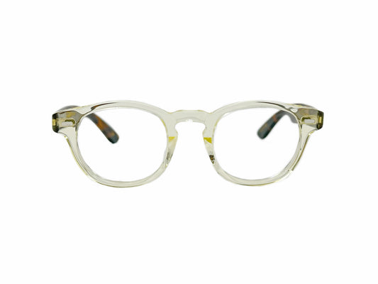 Kala Eyewear rounded-square, acetate, optical frame. Model: Kalifornia. Color: CHA- clear. Front view. 