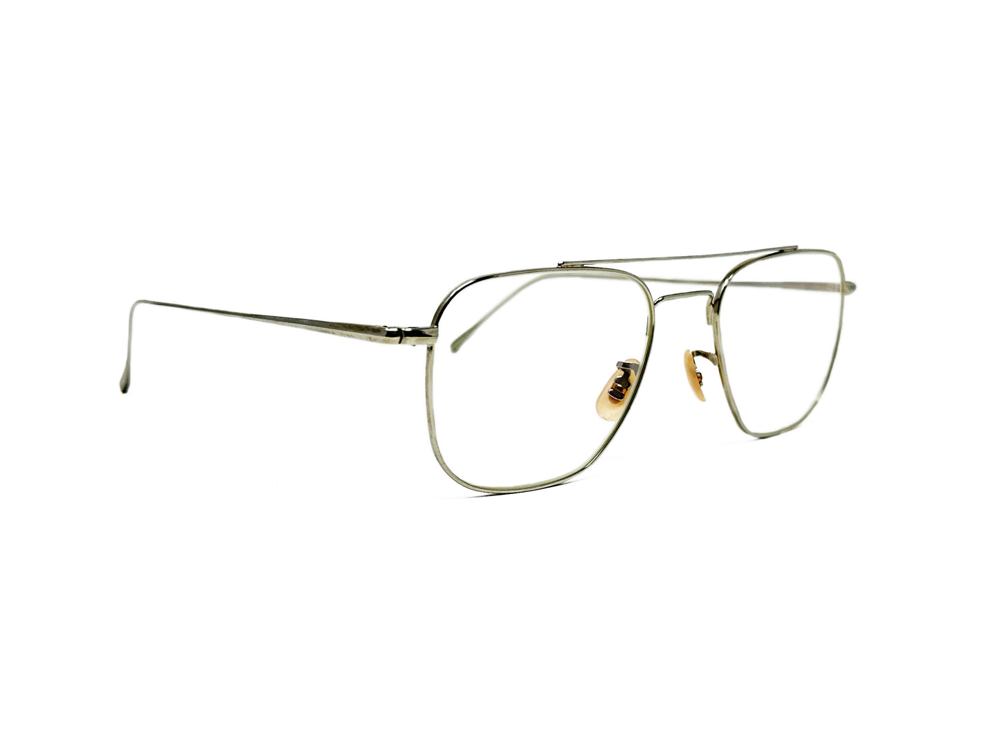 Kala Eyewear square aviator style metal optical frame. Model: Kingston. Color: Silver. Side view.