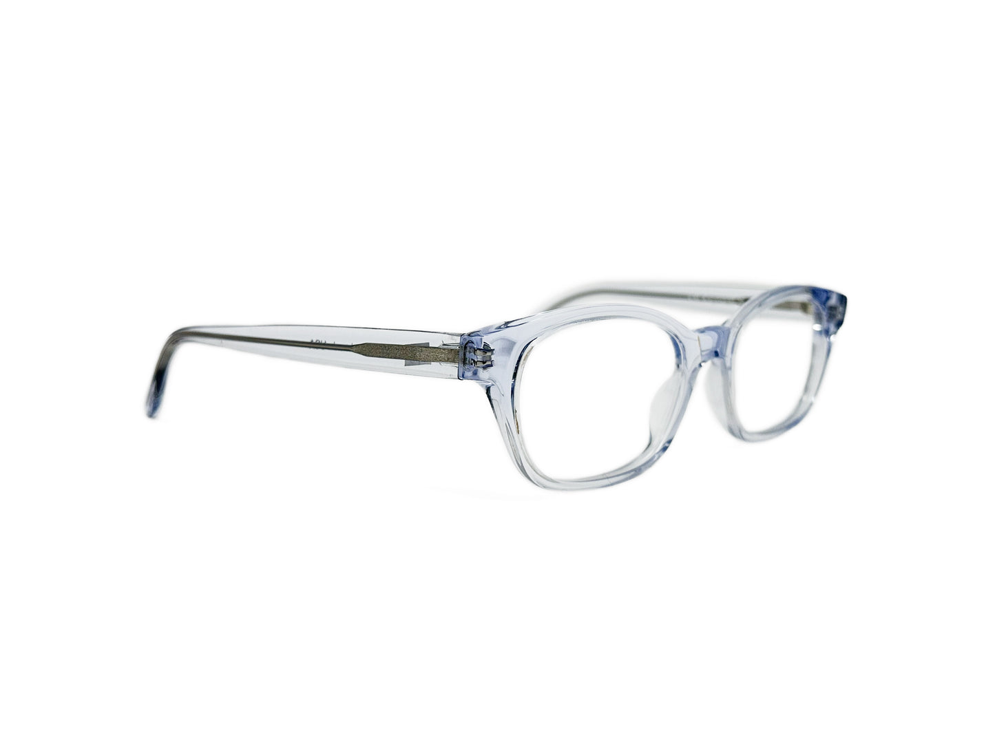 Kala Eyewear rectangular acetate optical frame. Model: Morgan. Color: CLR - Clear. Side view.
