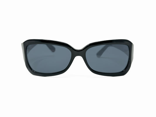 Le Club  butterfly-rectangular, acetate sunglass. Model: 2489B. Color: W044 - Black with grey lenses. Front view. 