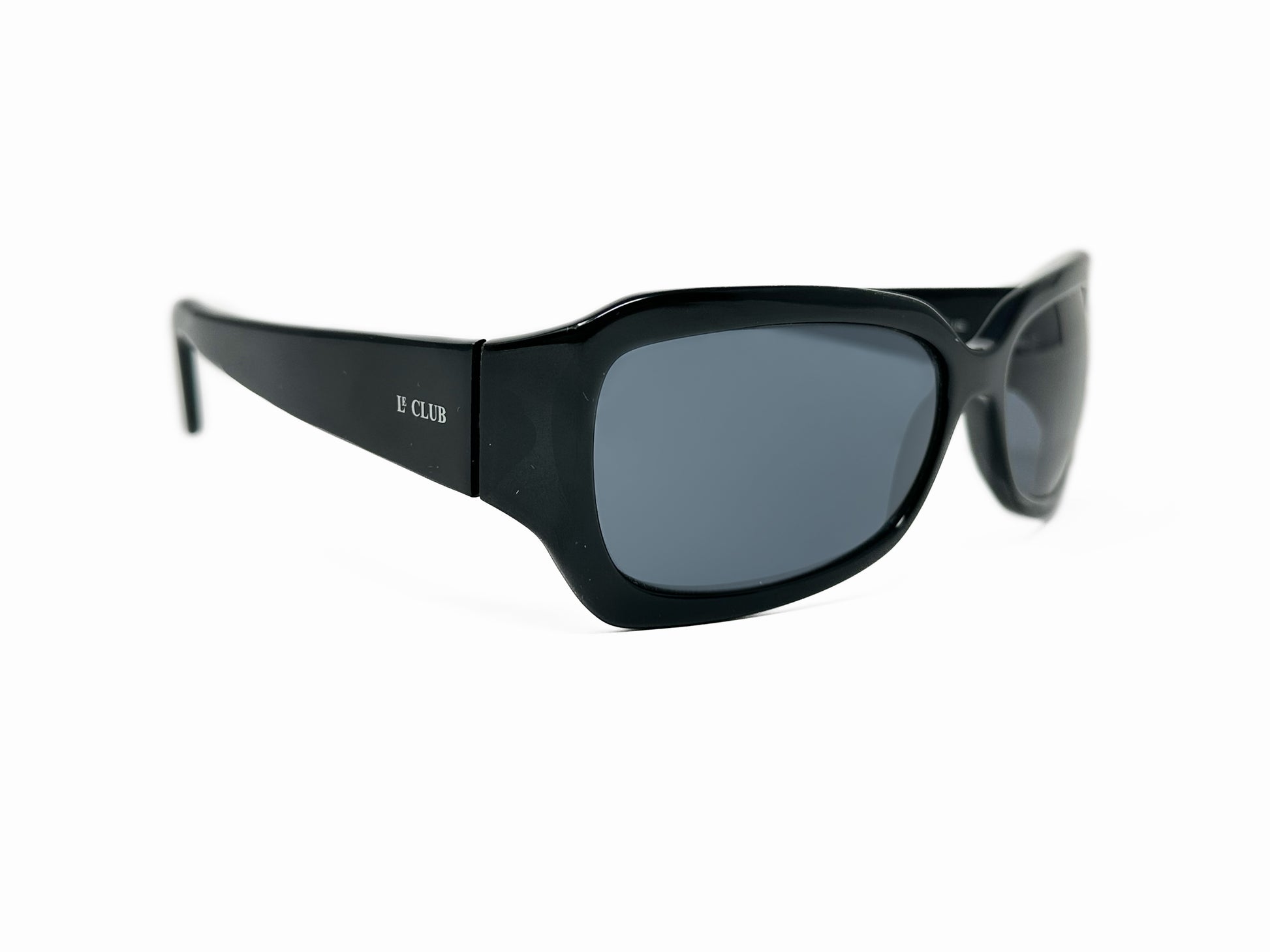 Le Club butterfly-rectangular, acetate sunglass. Model: 2489B. Color: W044 - Black with grey lenses. Side view.