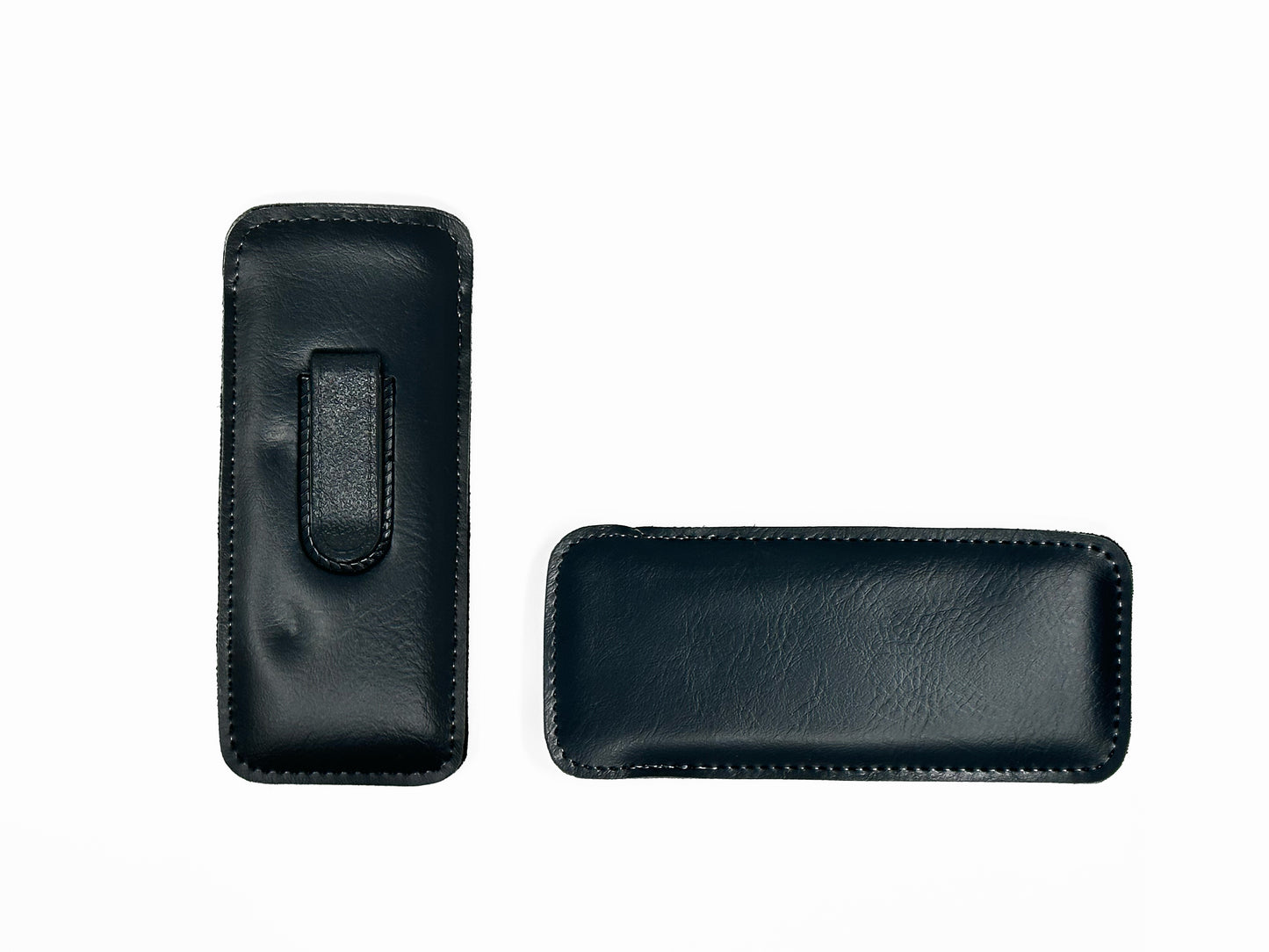 Leather slip-in case with belt strap in Black.