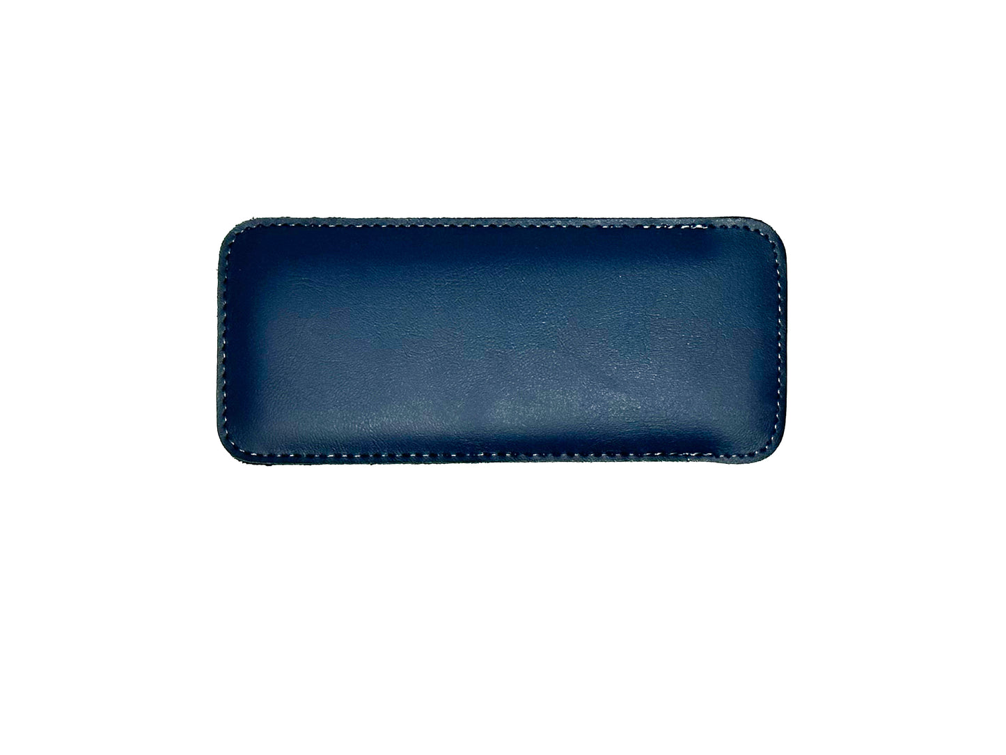 Thin, compact leather slip-in case in Navy.
