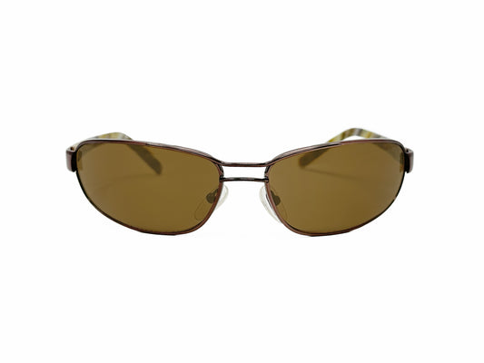 Mach 20 curved rectangular, metal sunglass. Model: 1078. Color: 263 - Bronze with green lenses. Front view. 