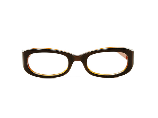Mariella Burani curved, rectangular, acetate optical frame with oval shaped lenses. Model: 2000-17. Color: 3 - Brown. Front view. 