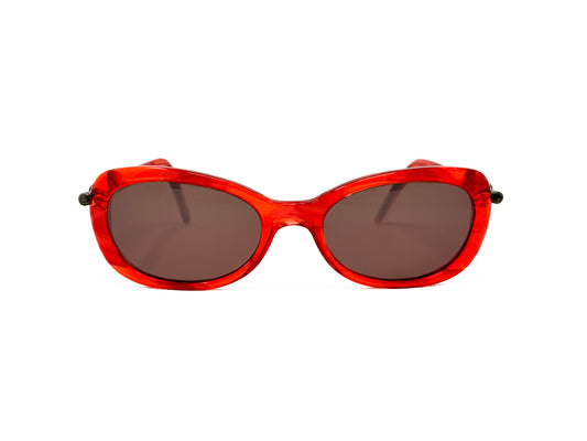 Mariella Burani oval acetate sunglasses. Model: 2000-4. Color: 2 - Semi-transparent red. Front view. 