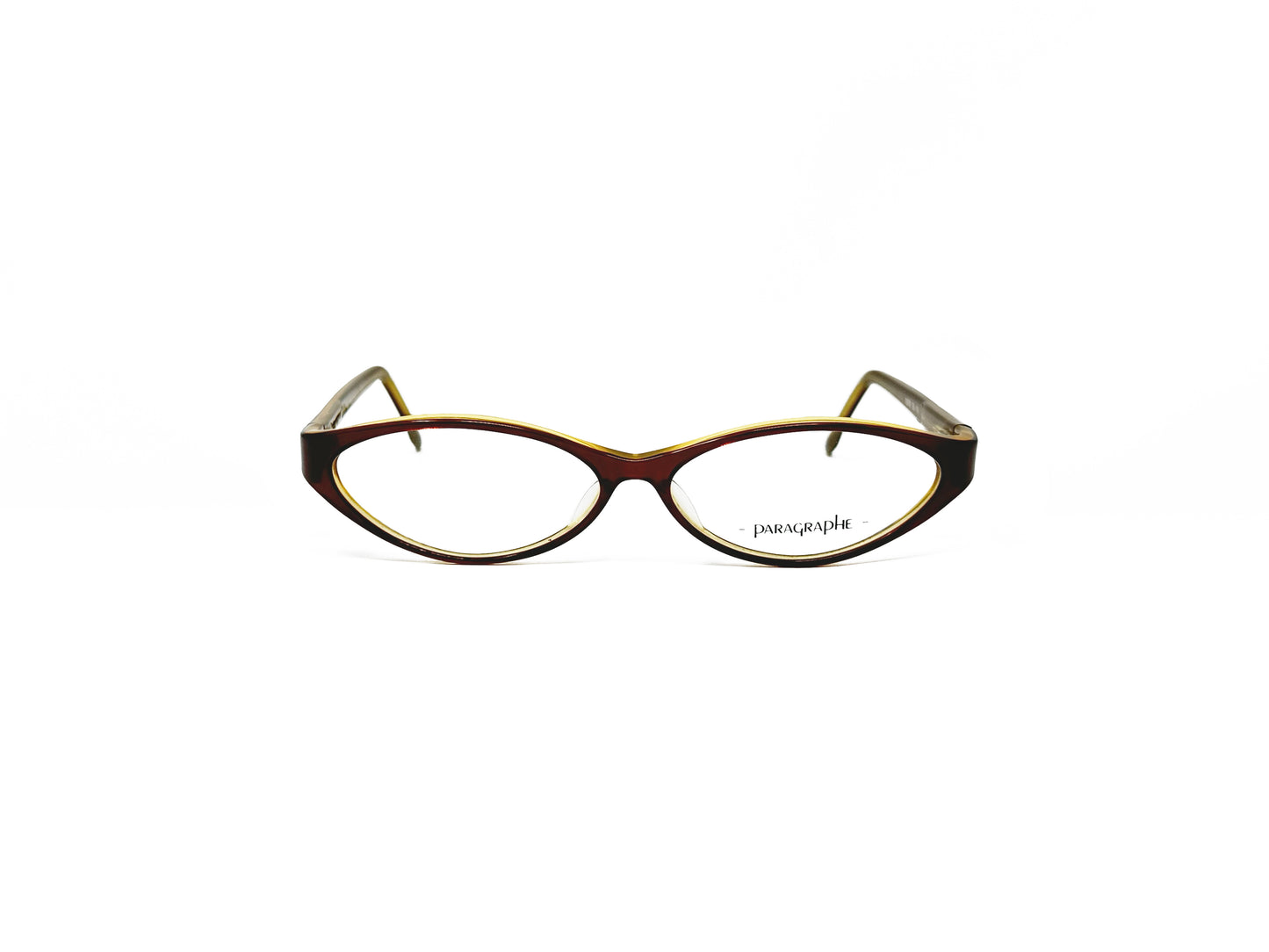 Paragraphe slim, cat-eye, acetate optical frame. Model: 20070. Color: 3 - Brown. Front view.