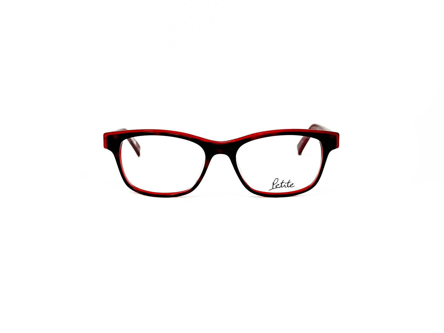 Petite rectangular, acetate, optical frame. Model: PA012. Color: 9530 Red. Front view.
