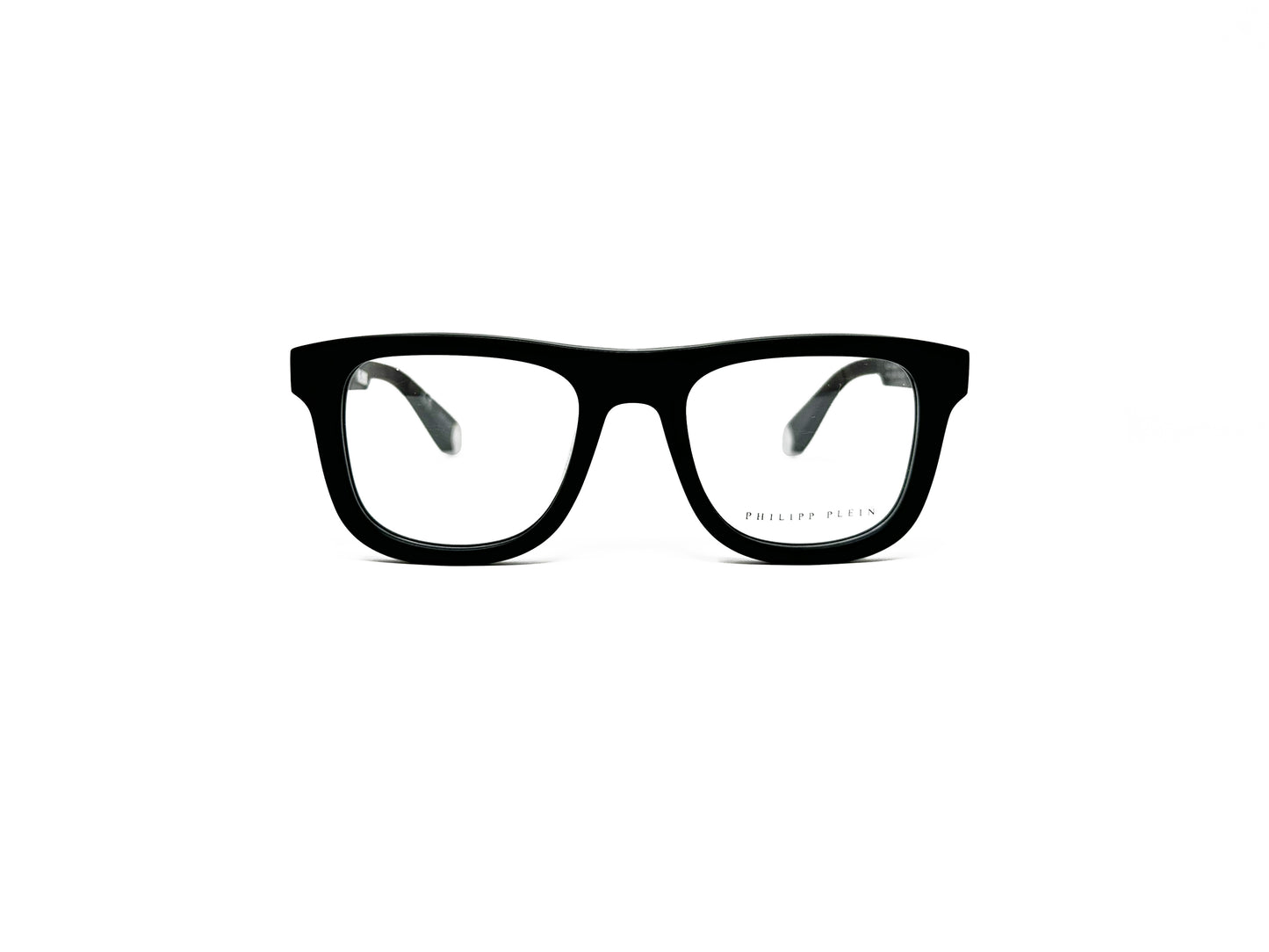 Philipp Plein square optical frame. Model: VPP023 Aura Spirit. Color: 0703 Black. Front view.