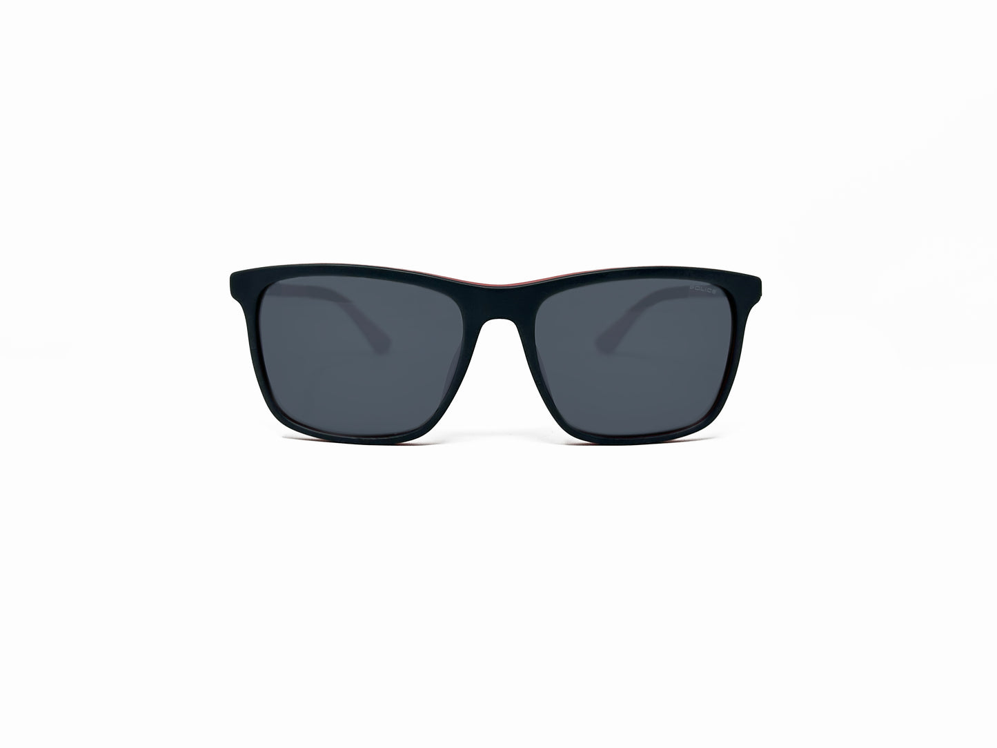 Police rectangular sunglass. Model: SPLA56 - Record 1. Color: 1BUX. Front view.