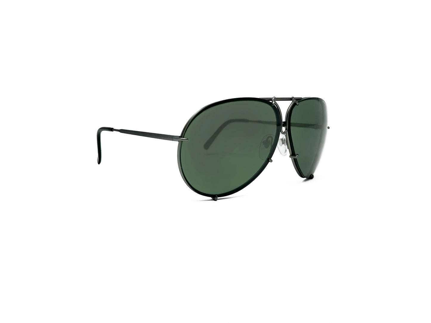 Porsche Design aviator style sunglass. Model: P8478. Color C - gunmetal. Side view.