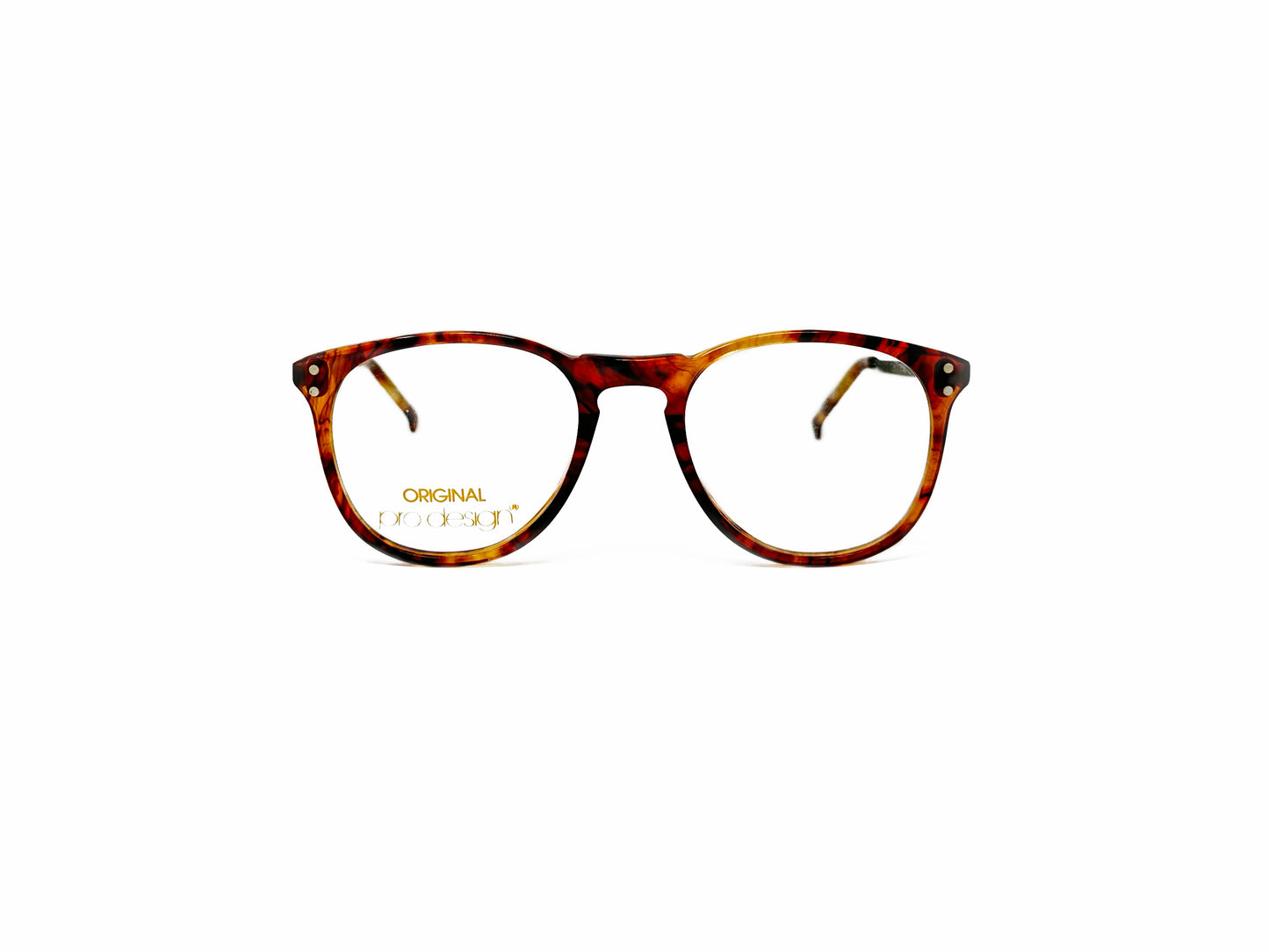 Pro:Design round, acetate optical frame with key-hole bridge. Model: P1930. Color: 703 tortoise. Front view.