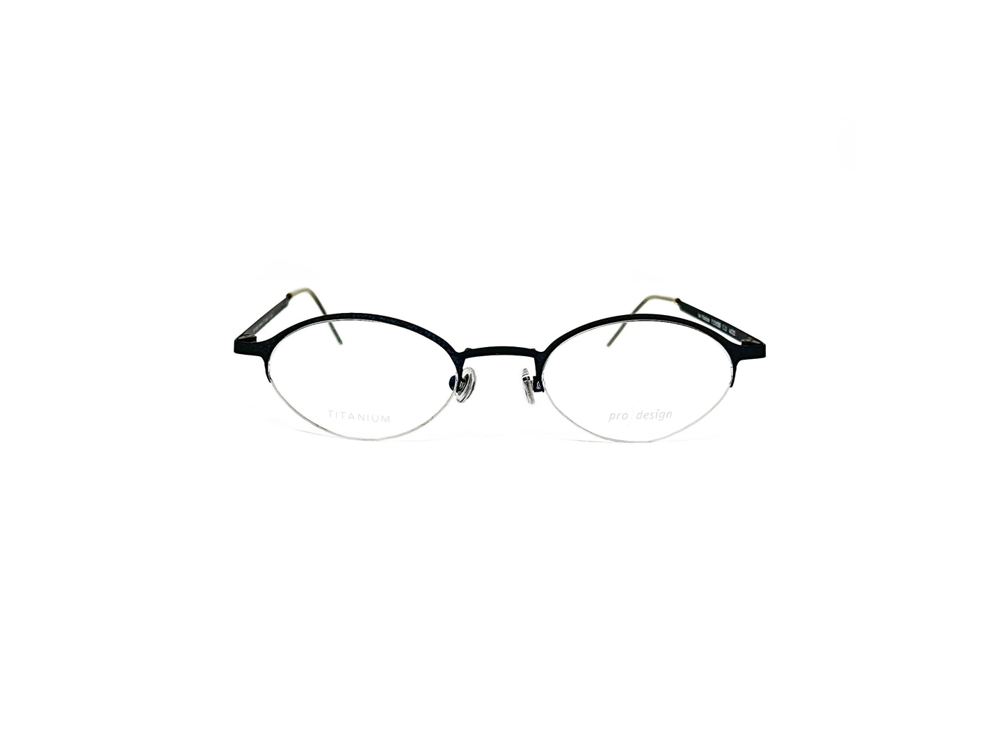 Pro:Design metal, half-rim optical frame. Model: P2102BS. Color: 11 Black. Front view.