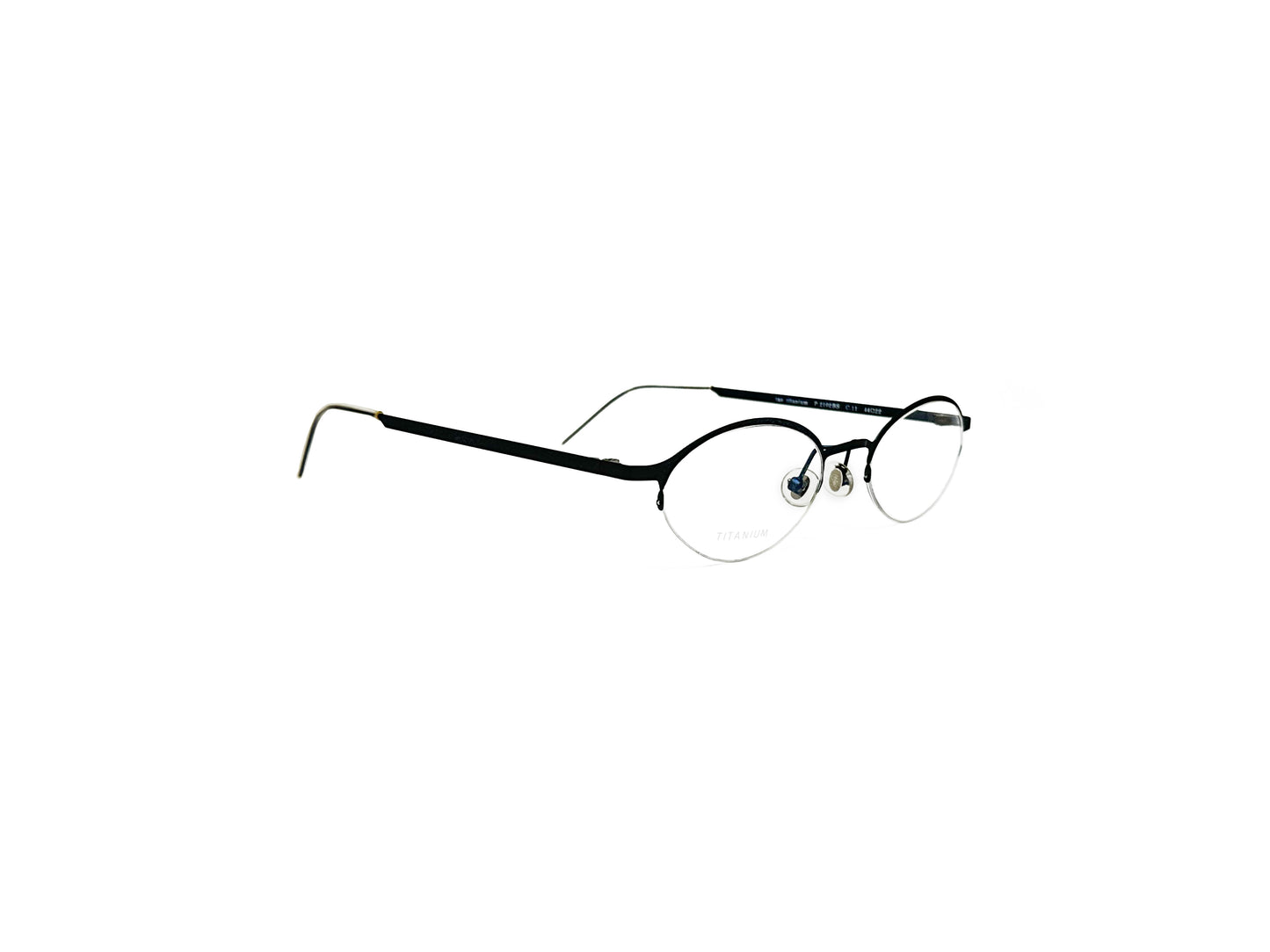 Pro:Design metal, half-rim optical frame. Model: P2102BS. Color: 11 Black. Side view.