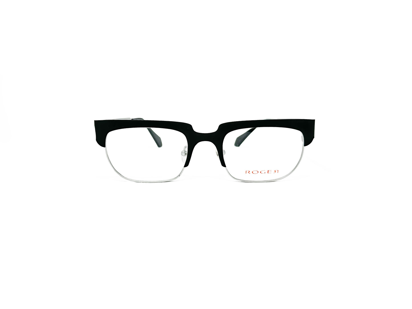 Roger half-rim, geometrically shaped metal optical frame. Model: Marzel. Color: 1 - Black. Front view.