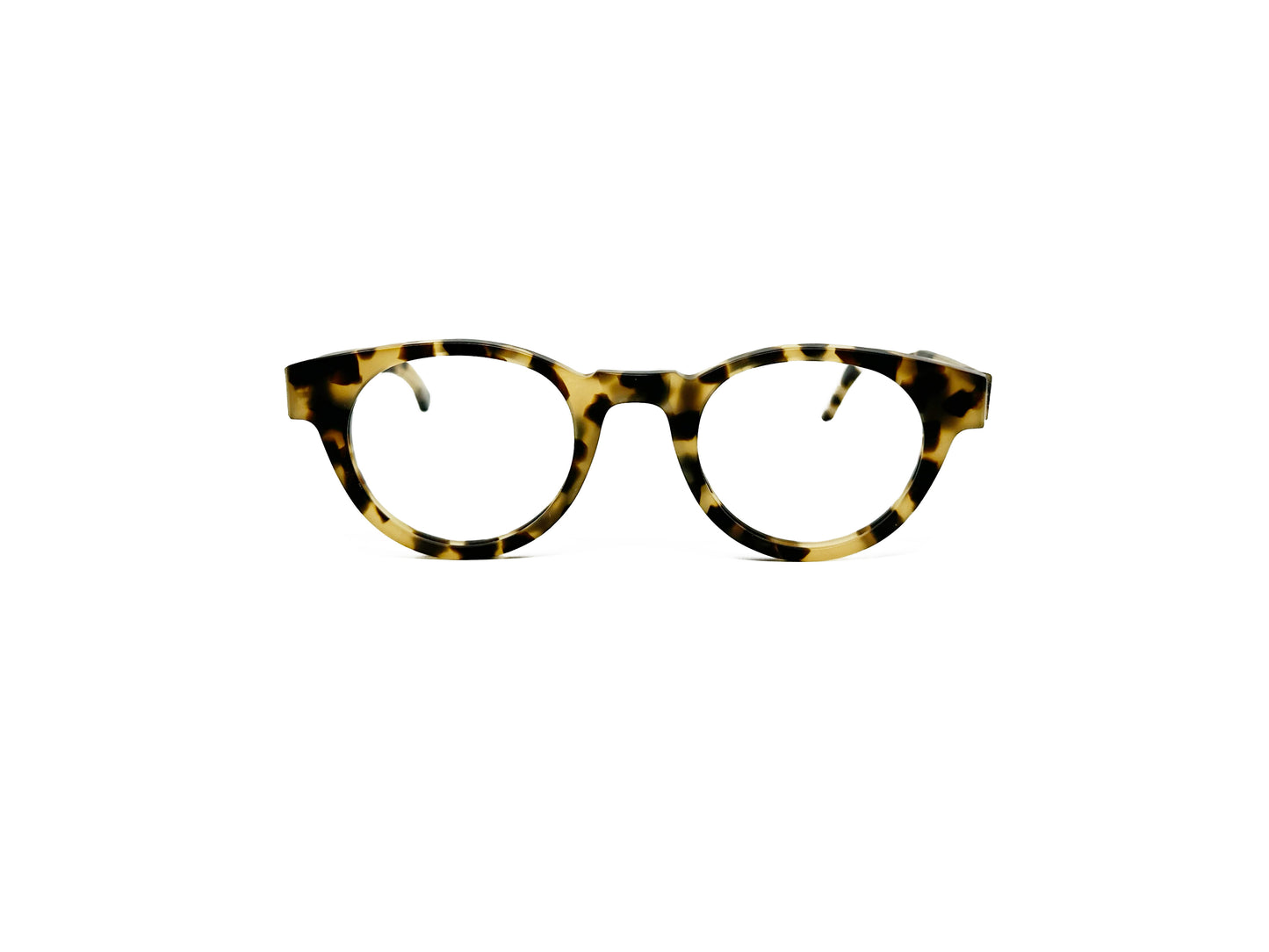Schmnchel round acetate optical frame. Model: 1990. Color: 133M - Yellow tortoise. Front view.