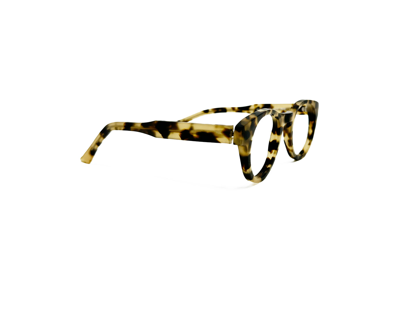 Schmnchel round acetate optical frame. Model: 1990. Color: 133M - Yellow tortoise. Side view.