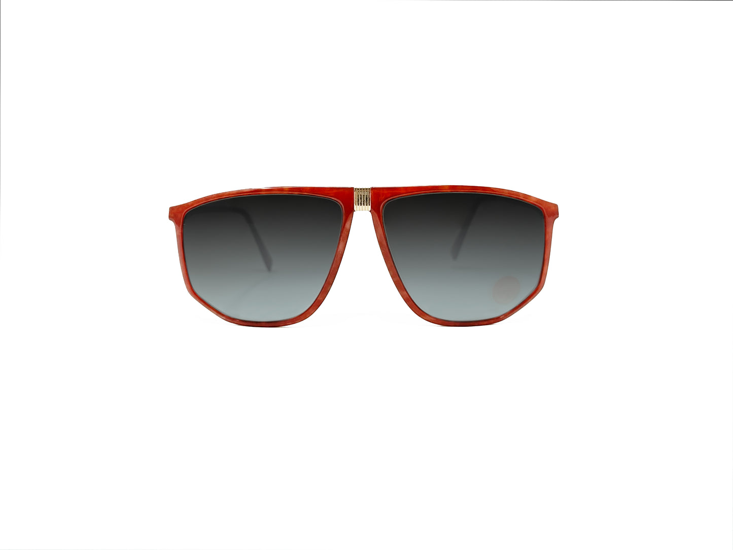 Silhouette oversized, angled aviator style sunglass. Model: 4022. Color: 1258 - Red with gold piece at top of bridge. Front view.