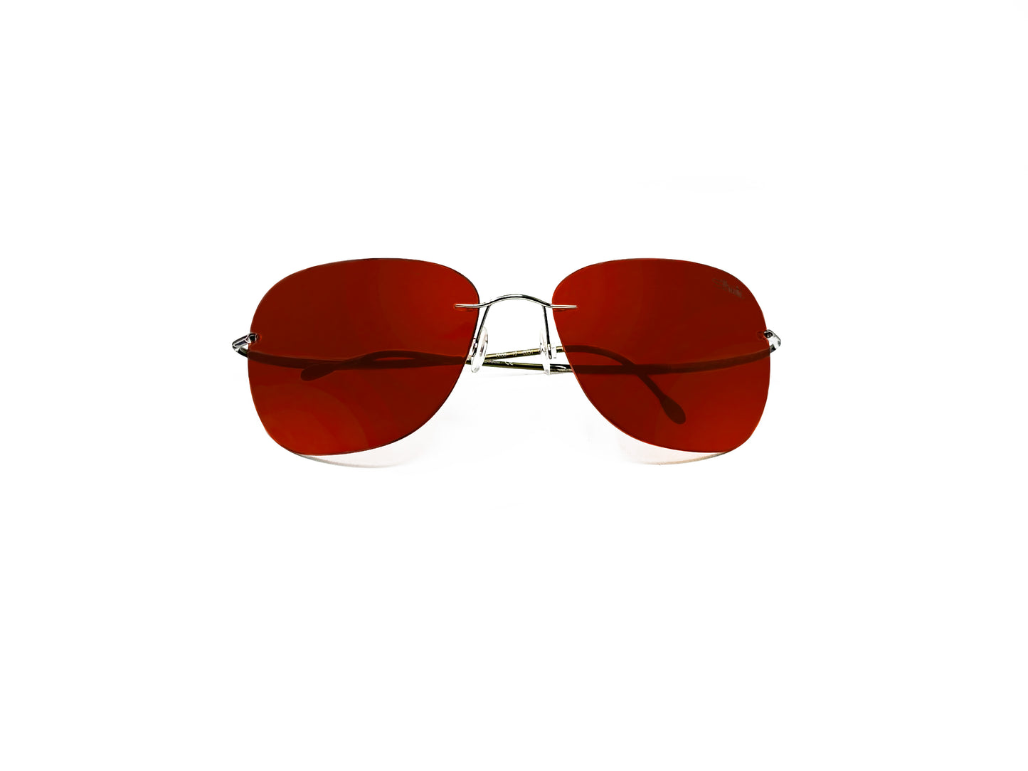 Silhouette rimless sunglass. Model: 6568. Color: 6051 - Silver with Rose lens. Front view.