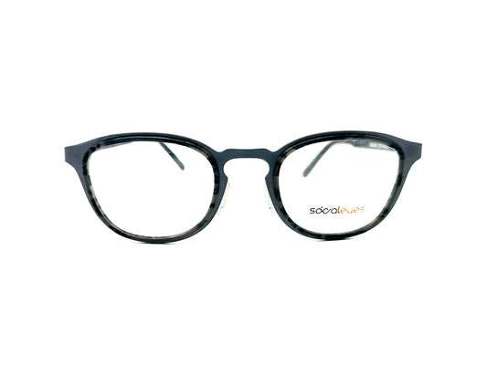Social Eyes rounded-square metal optical frame. Model: Gunner. Color: C01 - Grey metal with grey tortoise lining. Front view. 