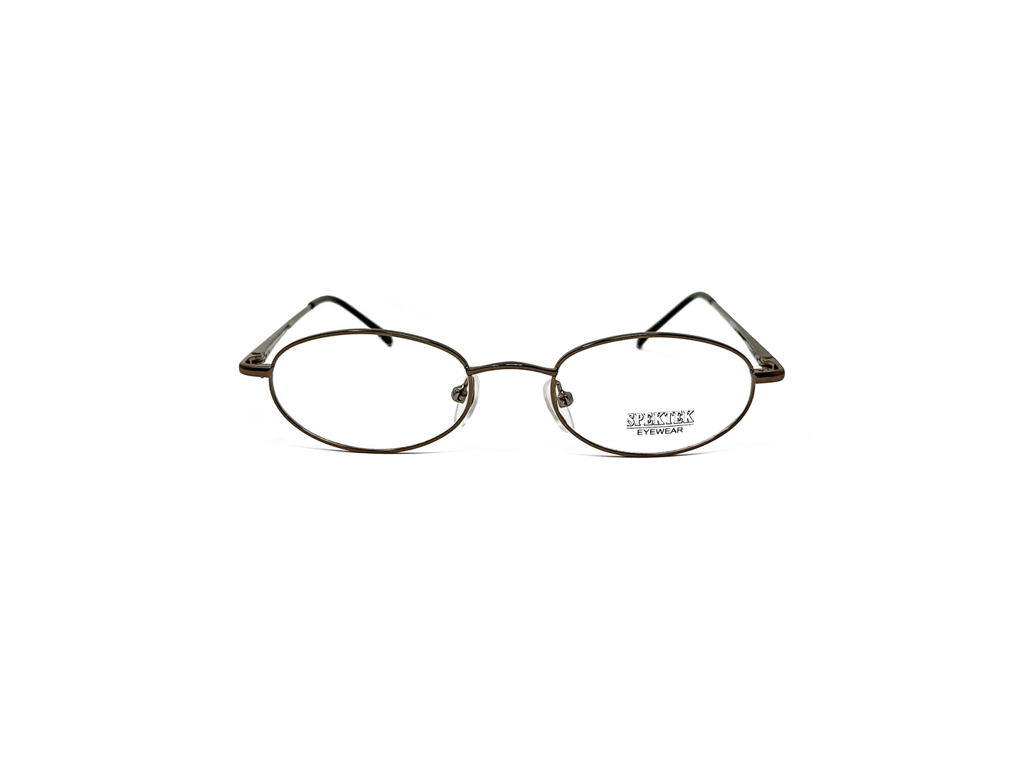 Spektek Eyewear metal oval optical frame. Model: 0503. Color: Brown. Front view.